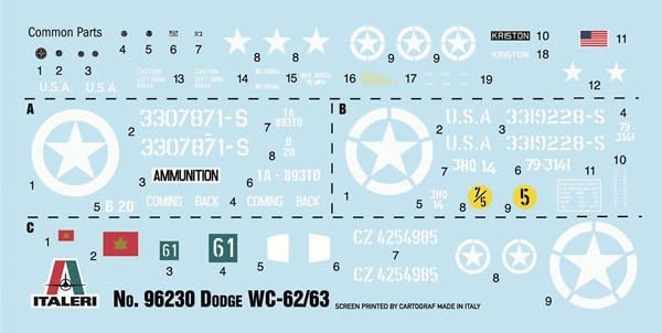 Italeri 96230 Dodge WC62 1 1⁄2 t 6x6 Truck, 1:35 Scale, Plastic Model Kit/Model Assembly