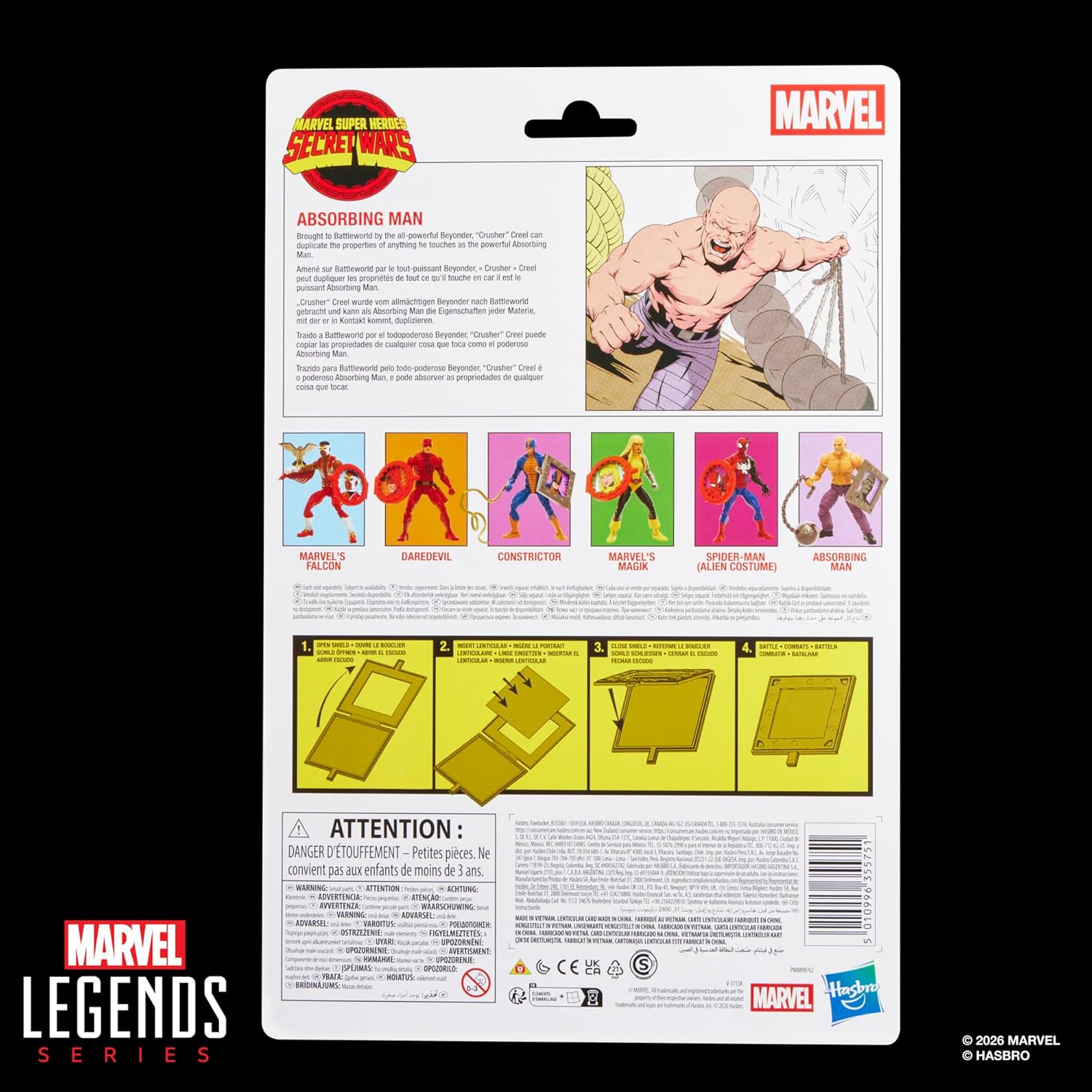 Marvel Legends Series, Figurine de Collection Secret Wars Absorbing Man de 15 cm avec Bouclier lenticulaire, inspirée des Bandes dessinées Marvel