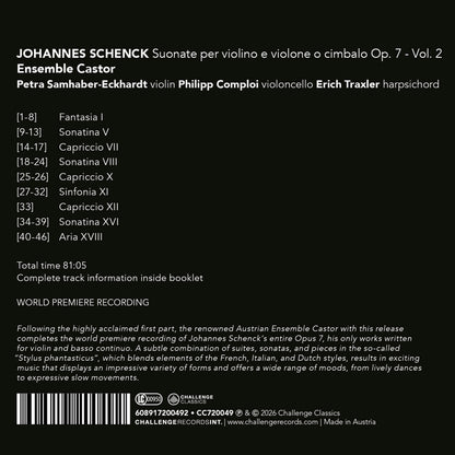 Johannes Schenck: Suonate Per Violino E Violone... - Vol. 2