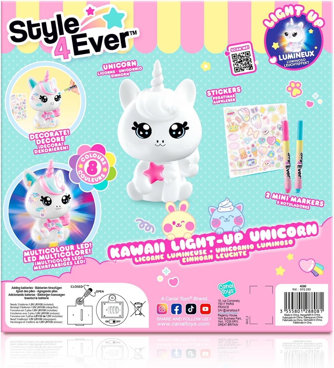 Canal Toys - Style 4 Ever - Eenhoorn Y2K DIY lichtgevend om te versieren - Collector-editie - Creatieve vrije tijd voor kinderen - Wit - OFG 293