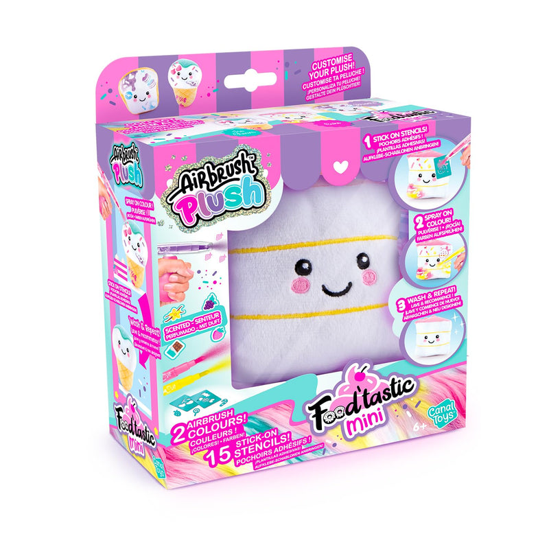 Canal Toys - AirbrushPlush - Food'Tastic Mini Plush Toy to decorate with scented felt-tip pens & stencils for children aged 6+ - Gift idea Decorate it infinitely - AIR 071 - Assortment