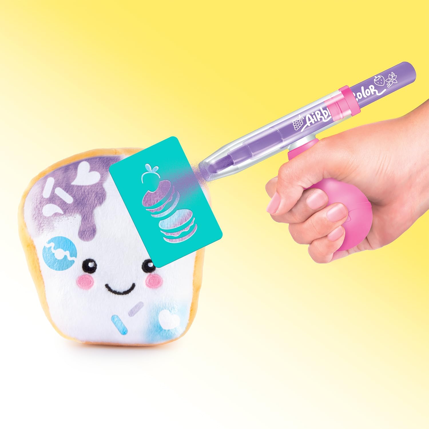 Canal Toys - AirbrushPlush - Food'Tastic Mini Plush Toy to decorate with scented felt-tip pens & stencils for children aged 6+ - Gift idea Decorate it infinitely - AIR 071 - Assortment