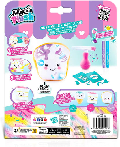 Canal Toys - AirbrushPlush - Food'Tastic Mini Plush Toy to decorate with scented felt-tip pens & stencils for children aged 6+ - Gift idea Decorate it infinitely - AIR 071 - Assortment