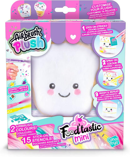 Canal Toys - AirbrushPlush - Food'Tastic Mini Plush Toy to decorate with scented felt-tip pens & stencils for children aged 6+ - Gift idea Decorate it infinitely - AIR 071 - Assortment