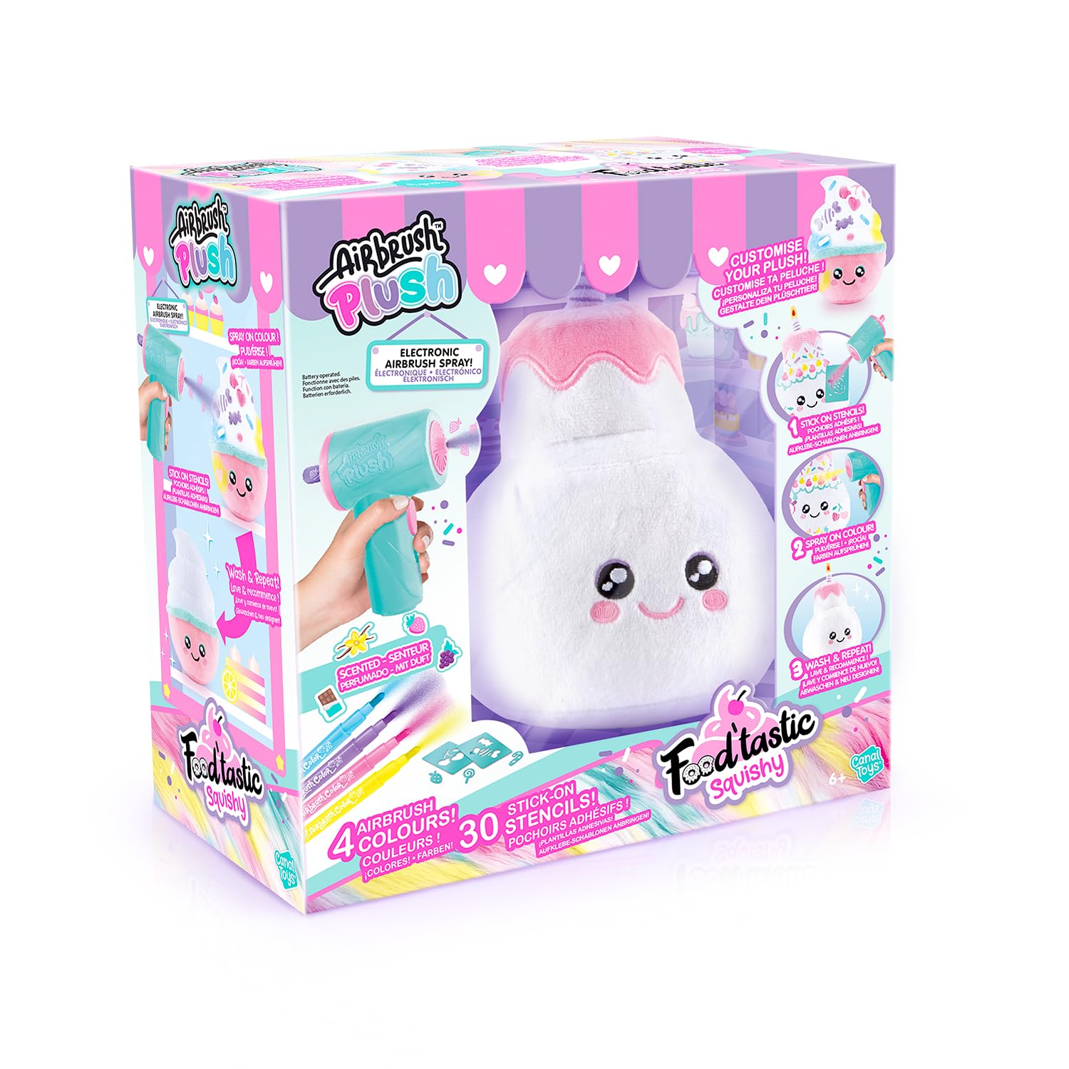 Canal Toys - AirbrushPlush - Squishy Food'Tastic plush animal to decorate with fragrance markers and templates for children from 6 years old - gift idea to decorate it infinitely - AIR 072