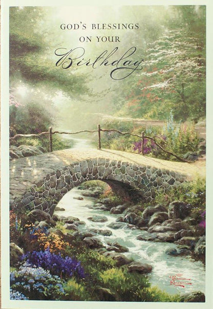 DaySring - God's Blessings on Your Birthday - Thomas Kinkade Painter of Light - 4 Design Assortment With Sciprutre - 12 Birthday Boxed Cards & Envelopes (86068