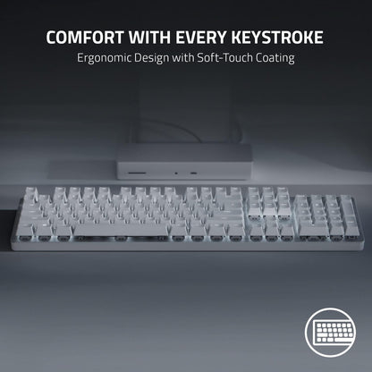 Razer Pro Type Ultra - Wireless Mechanical Keyboard for Maximum Productivity (Yellow Silent and Linear Keyboard Switches, Wrist Rest, Multi-Device Dongle, Bluetooth) QWERTY UK Layout | White