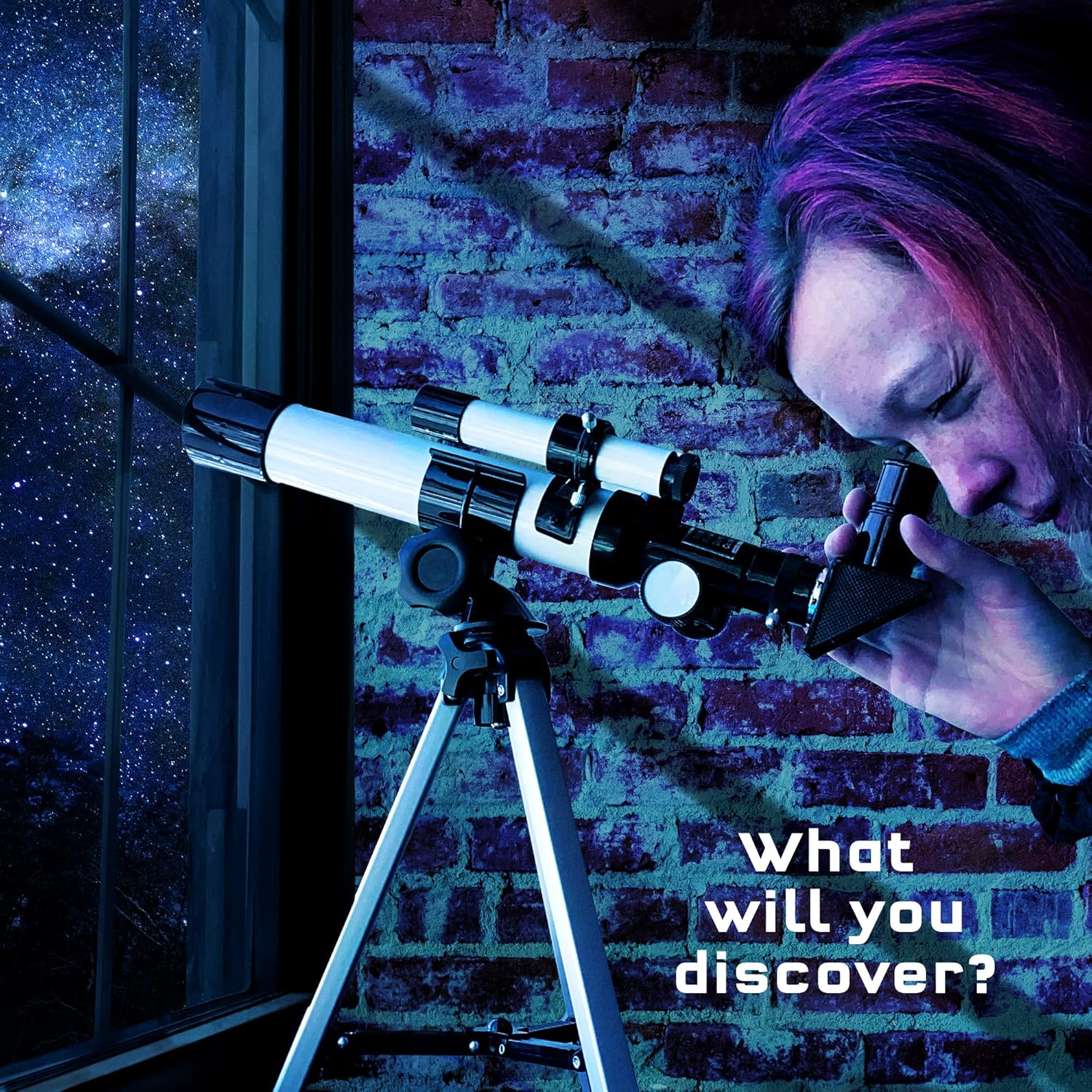 Thames & Kosmos Telescope STEM Kit for Kids | 100x Magnification & Built-in Compass | Ages 8+ | Entry-Level Astronomy | Explore Moon, Planets & Terrestrial Views with Tripod & Finderscope