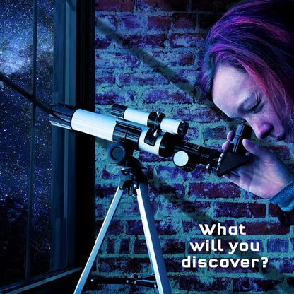 Thames & Kosmos Telescope STEM Kit for Kids | 100x Magnification & Built-in Compass | Ages 8+ | Entry-Level Astronomy | Explore Moon, Planets & Terrestrial Views with Tripod & Finderscope