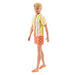 Barbie Fashionistas Style Ken Doll #252 with Blond Hair, Wearing Orange and Yellow Polka-Dot Board Shorts with Yellow and White Striped Shirt, Orange Shoes, JJN66