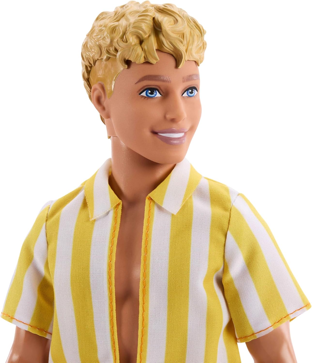 Barbie Fashionistas Style Ken Doll #252 with Blond Hair, Wearing Orange and Yellow Polka-Dot Board Shorts with Yellow and White Striped Shirt, Orange Shoes, JJN66