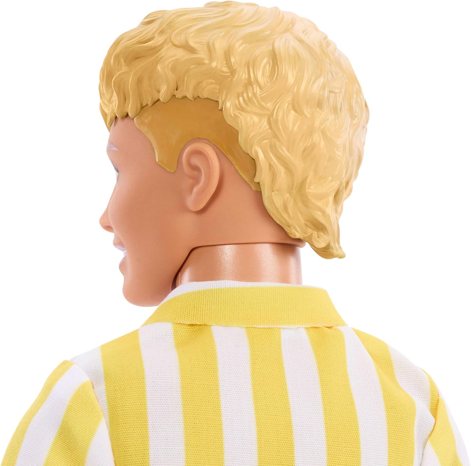 Barbie Fashionistas Style Ken Doll #252 with Blond Hair, Wearing Orange and Yellow Polka-Dot Board Shorts with Yellow and White Striped Shirt, Orange Shoes, JJN66