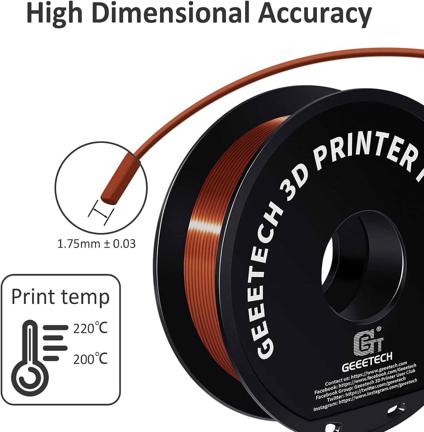 Geeetech - PLA Silk Copper (1.75mm - 1kg)