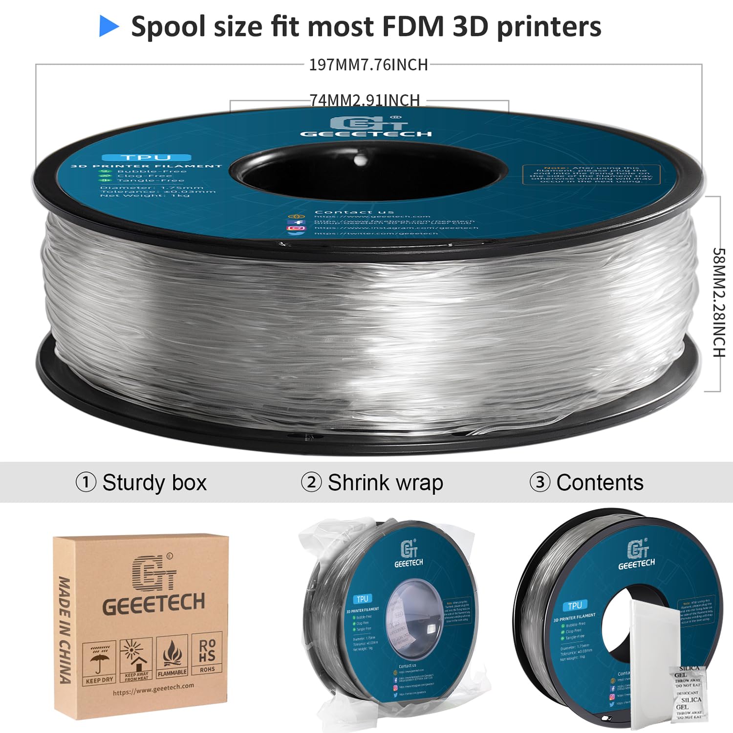 Geeetech - TPU Transparant (1.75mm - 1kg)