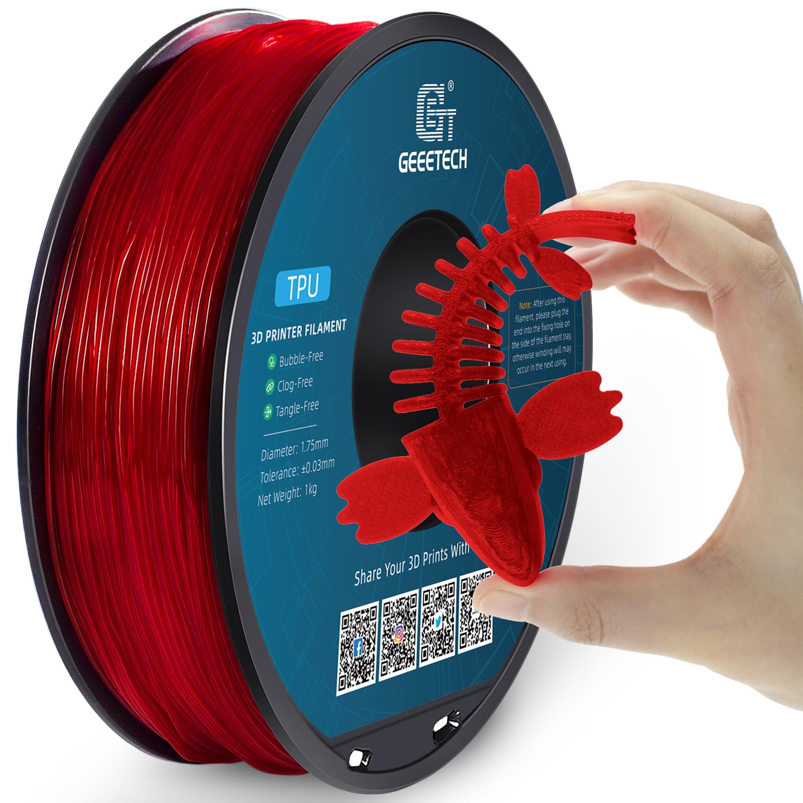 Geeetech - TPU Transparant Red (1.75mm - 1kg)