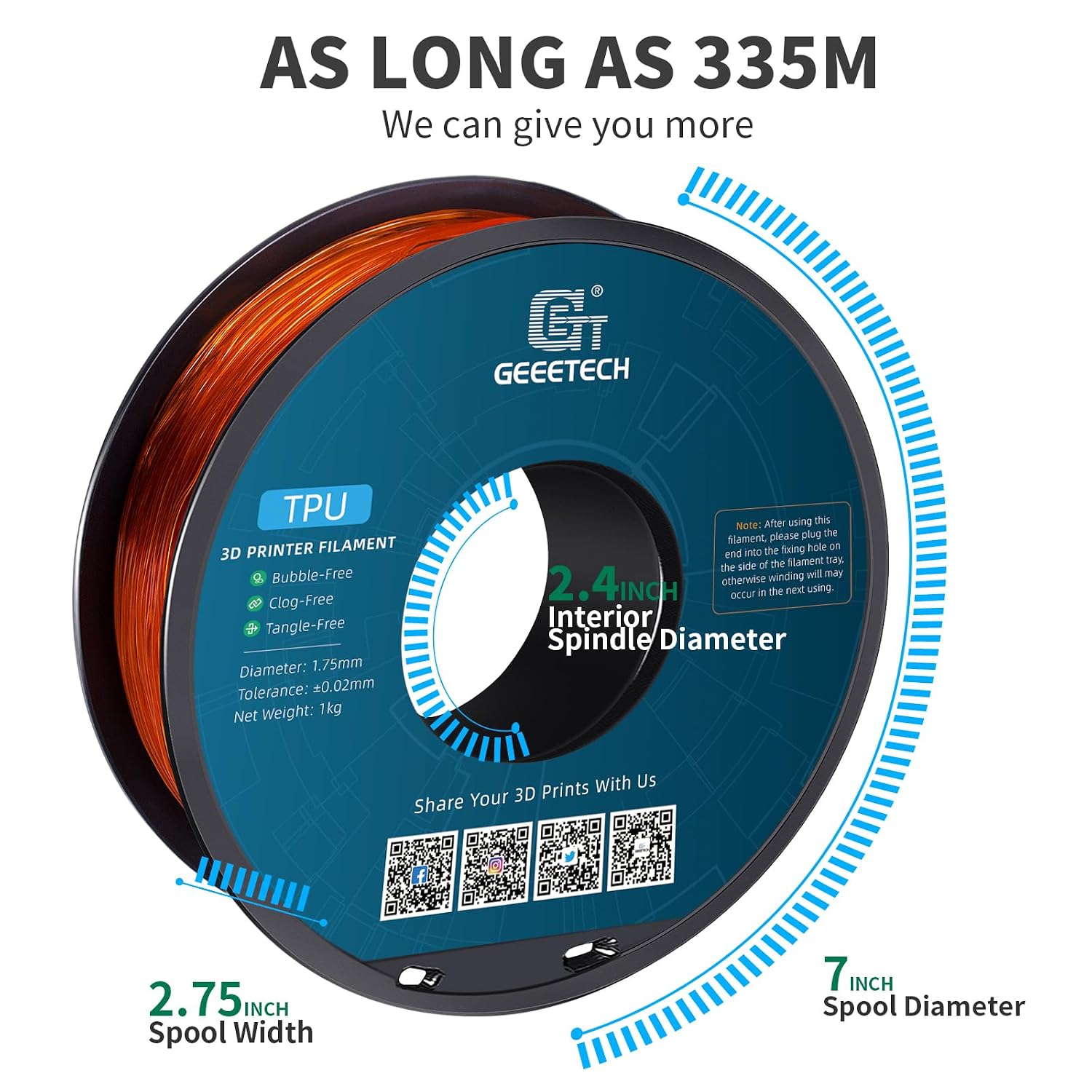Geeetech - TPU Transparant Orange (1.75mm - 1kg)