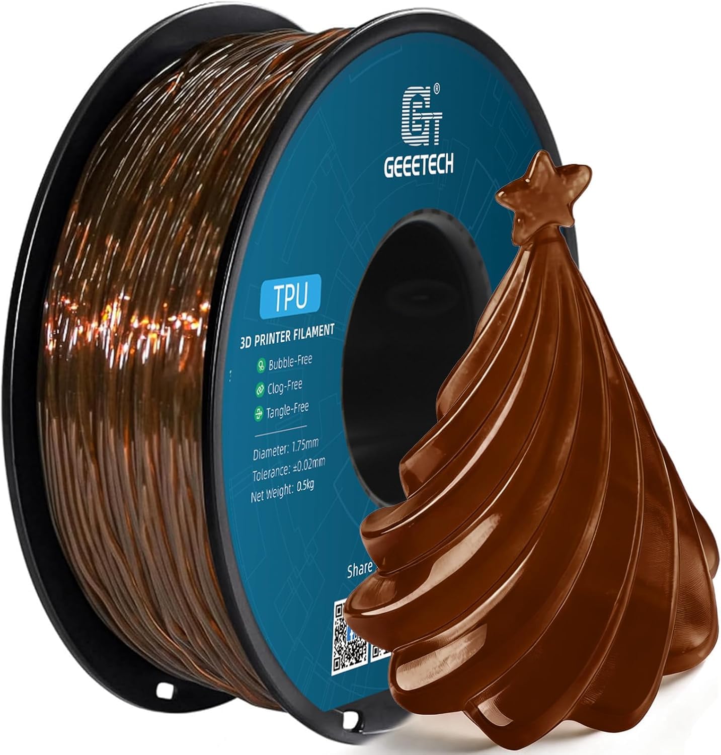 Geeetech - TPU Transparant Brown (1.75mm - 1kg)