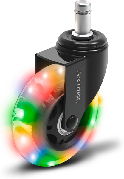 GXTrust Gel LED Chair Wheels 11mm Set of 5, Universal Fit for Gaming Office Computer Chair, Castor Wheels Replacement, Smooth and Silent, Quiet Rolling, Floor-Friendly, RGB Changing Lights