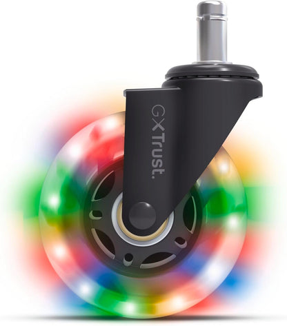 GXTrust Gel LED Chair Wheels 11mm Set of 5, Universal Fit for Gaming Office Computer Chair, Castor Wheels Replacement, Smooth and Silent, Quiet Rolling, Floor-Friendly, RGB Changing Lights
