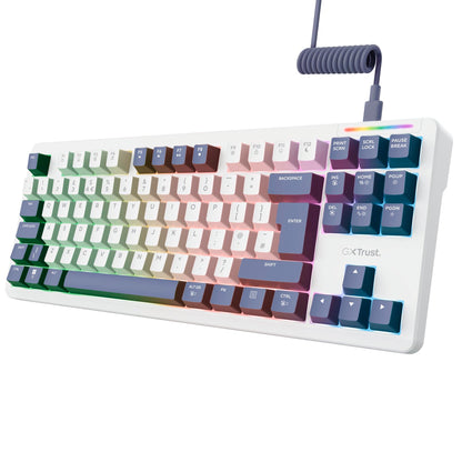 GXTrust 872 Xyra TKL Mechanical Keyboard Gasket Mount UK Layout, Hot Swappable Wired Gaming Creamy Keyboard 80%, RGB Backlit with Software, Custom Soft Feel Pre-lubed 5-pin Leobog Linear 60M Switches