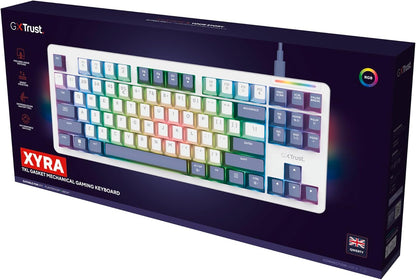 GXTrust 872 Xyra TKL Mechanical Keyboard Gasket Mount UK Layout, Hot Swappable Wired Gaming Creamy Keyboard 80%, RGB Backlit with Software, Custom Soft Feel Pre-lubed 5-pin Leobog Linear 60M Switches