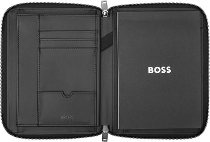 Hugo Boss A5 Conference Folder Monogram Zipped Black