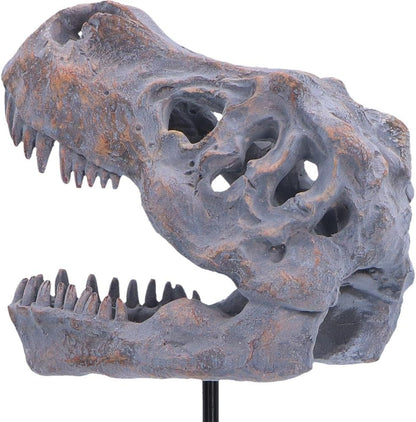 Tyrannosaurus Rex Skull on Plinth 24.2cm – Fossilised T-Rex Skull Ornament, Prehistoric Dinosaur Display Figure