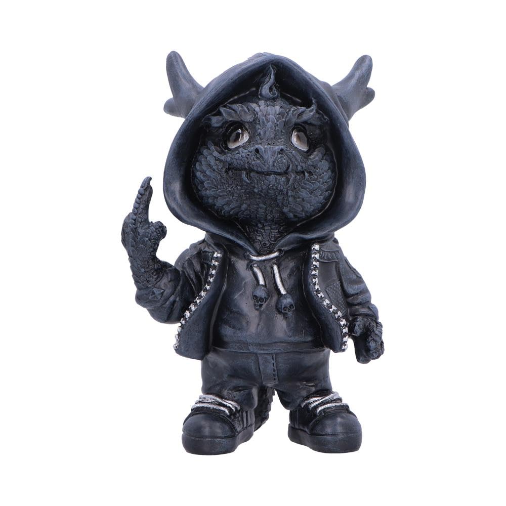Playing with Fire Dragon Figurine 16.2cm – Gothic Hoodie Dragon Ornament, Humorous Fantasy Collectible