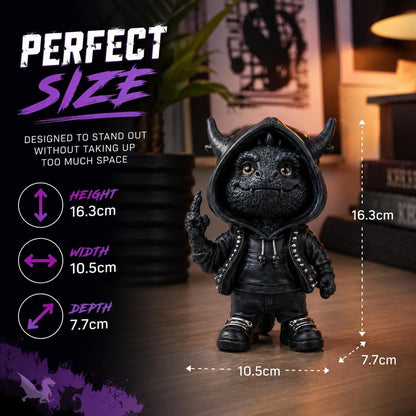 Playing with Fire Dragon Figurine 16.2cm – Gothic Hoodie Dragon Ornament, Humorous Fantasy Collectible