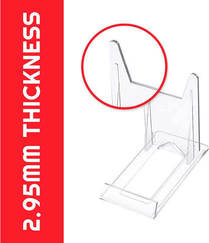 EVORETRO Display Stand - Plate Stand - 6-Pack Adjustable Acrylic Stand Compatible with TCG, Slab, Sports Cards, Comic Books, Books, Video Game Cases, and Picture Stand. Durable Clear Mini Easel Stand