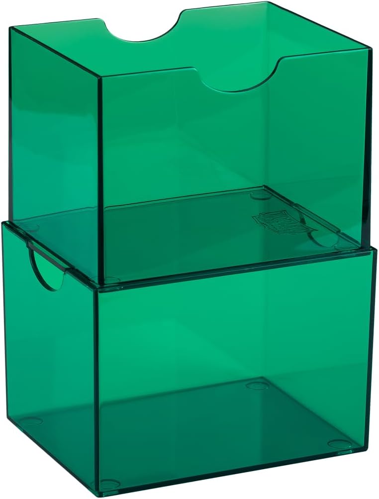 Dragon Shield Strongbox Deck Box Clear Green, Holds 100+ Double Sleeved Cards, Acrylic TCG Storage Case, Vacuum Seal Closure, Stackable, Display Lid, 83.5 x 106 x 75.5 mm