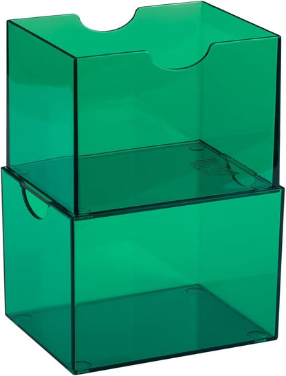 Dragon Shield Strongbox Deck Box Clear Green, Holds 100+ Double Sleeved Cards, Acrylic TCG Storage Case, Vacuum Seal Closure, Stackable, Display Lid, 83.5 x 106 x 75.5 mm