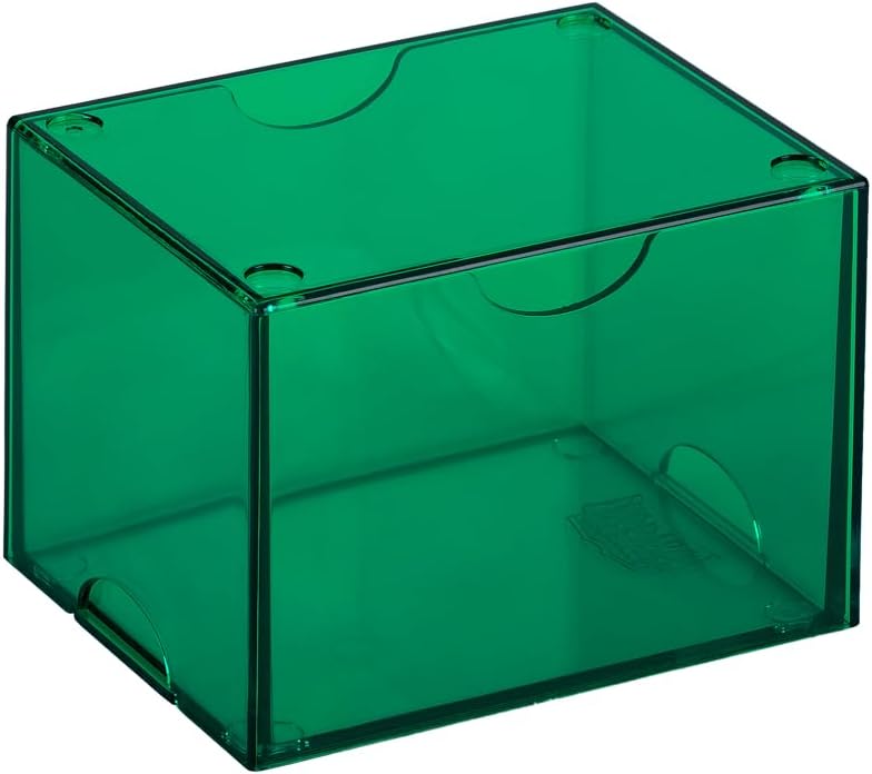 Dragon Shield Strongbox Deck Box Clear Green, Holds 100+ Double Sleeved Cards, Acrylic TCG Storage Case, Vacuum Seal Closure, Stackable, Display Lid, 83.5 x 106 x 75.5 mm