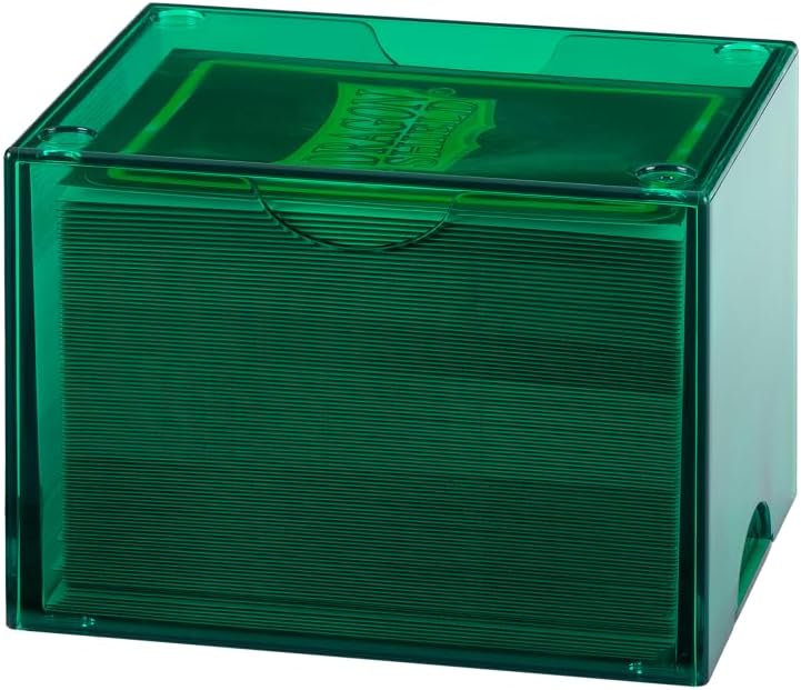 Dragon Shield Strongbox Deck Box Clear Green, Holds 100+ Double Sleeved Cards, Acrylic TCG Storage Case, Vacuum Seal Closure, Stackable, Display Lid, 83.5 x 106 x 75.5 mm