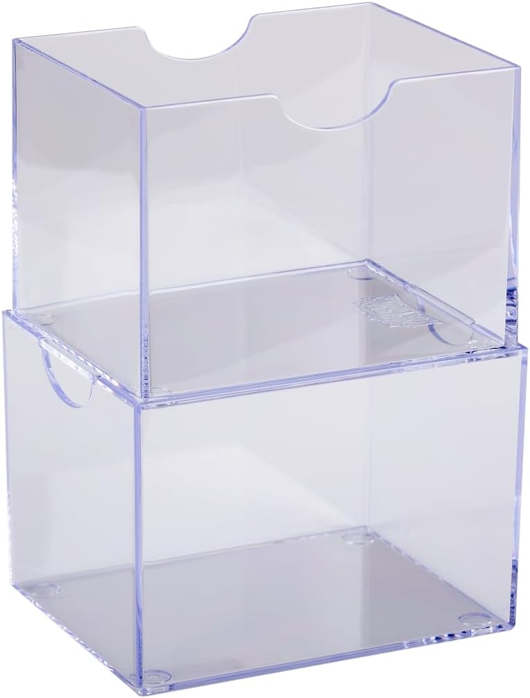 Dragon Shield Strongbox Deck Box Clear, Holds 100+ Double Sleeved Cards, Acrylic TCG Storage Case, Vacuum Seal Closure, Stackable, Display Lid, 83.5 x 106 x 75.5 mm