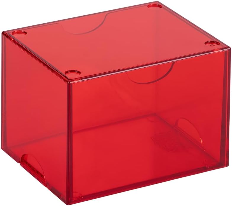 Dragon Shield Strongbox Deck Box Clear Red, Holds 100+ Double Sleeved Cards, Acrylic TCG Storage Case, Vacuum Seal Closure, Stackable, Display Lid, 83.5 x 106 x 75.5 mm