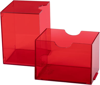 Dragon Shield Strongbox Deck Box Clear Red, Holds 100+ Double Sleeved Cards, Acrylic TCG Storage Case, Vacuum Seal Closure, Stackable, Display Lid, 83.5 x 106 x 75.5 mm