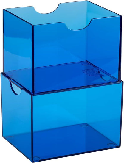 Dragon Shield Strongbox Deck Box Clear Blue, Holds 100+ Double Sleeved Cards, Acrylic TCG Storage Case, Vacuum Seal Closure, Stackable, Display Lid, 83.5 x 106 x 75.5 mm