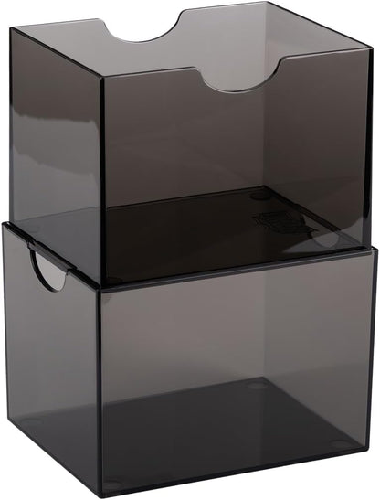 Dragon Shield Strongbox Deck Box Clear Black, Holds 100+ Double Sleeved Cards, Acrylic TCG Storage Case, Vacuum Seal Closure, Stackable, Display Lid, 83.5 x 106 x 75.5 mm