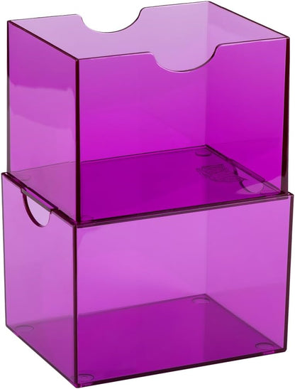 Dragon Shield Strongbox Deck Box Clear Purple, Holds 100+ Double Sleeved Cards, Acrylic TCG Storage Case, Vacuum Seal Closure, Stackable, Display Lid, 83.5 x 106 x 75.5 mm