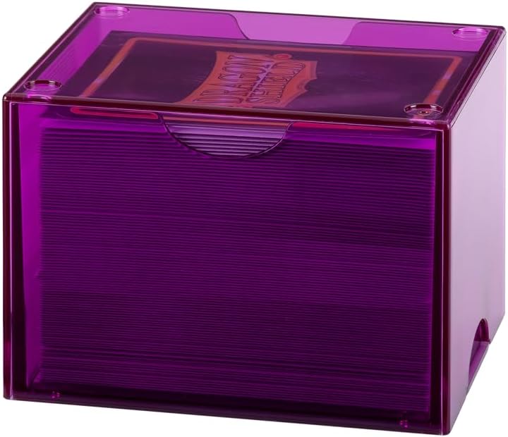 Dragon Shield Strongbox Deck Box Clear Purple, Holds 100+ Double Sleeved Cards, Acrylic TCG Storage Case, Vacuum Seal Closure, Stackable, Display Lid, 83.5 x 106 x 75.5 mm