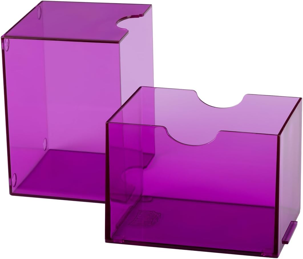 Dragon Shield Strongbox Deck Box Clear Purple, Holds 100+ Double Sleeved Cards, Acrylic TCG Storage Case, Vacuum Seal Closure, Stackable, Display Lid, 83.5 x 106 x 75.5 mm