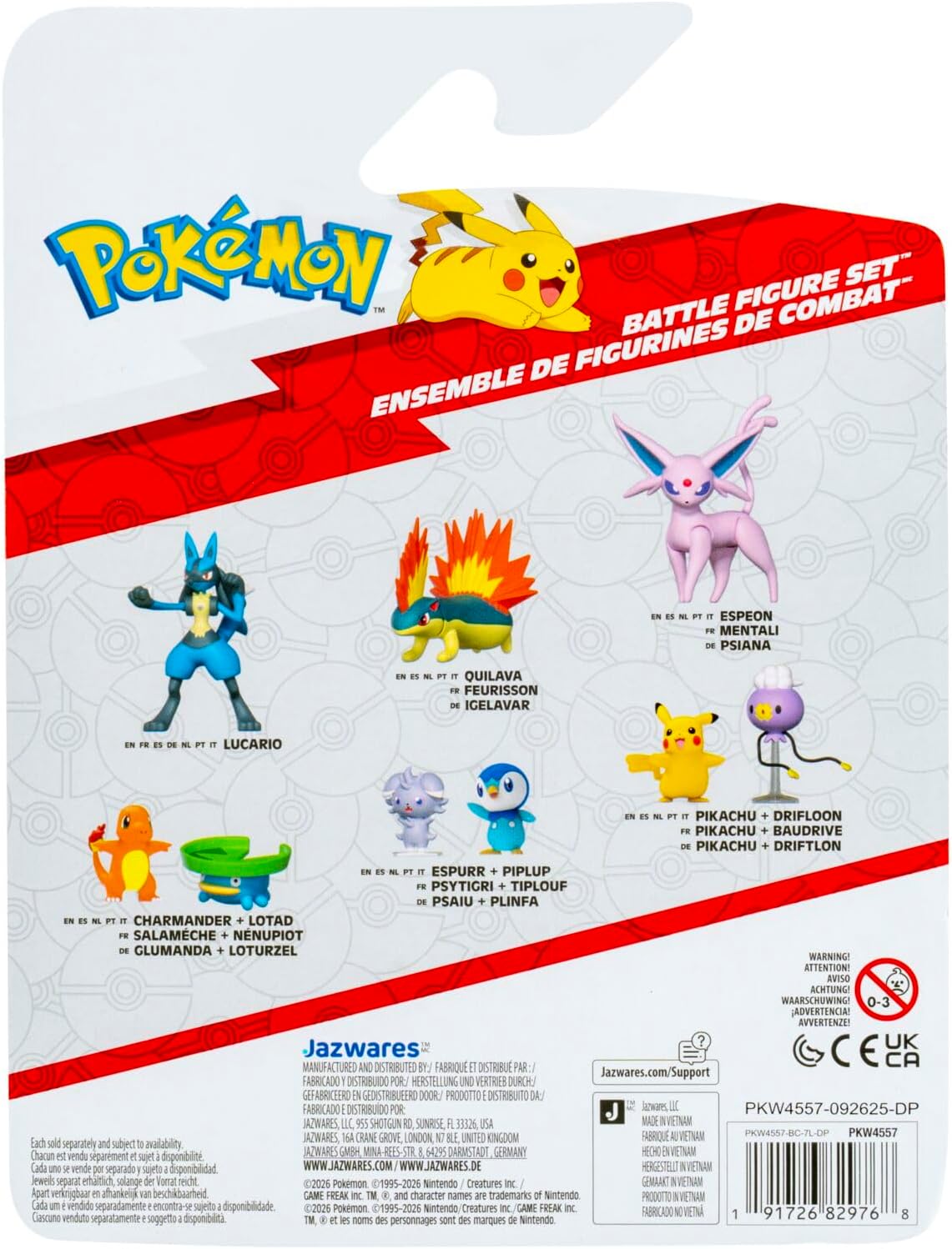 Pokémon Battle Figure 3 Pack - Features 2-Inch Charmander and Wooper plus 3-Inch Alolan Muk Battle Figures