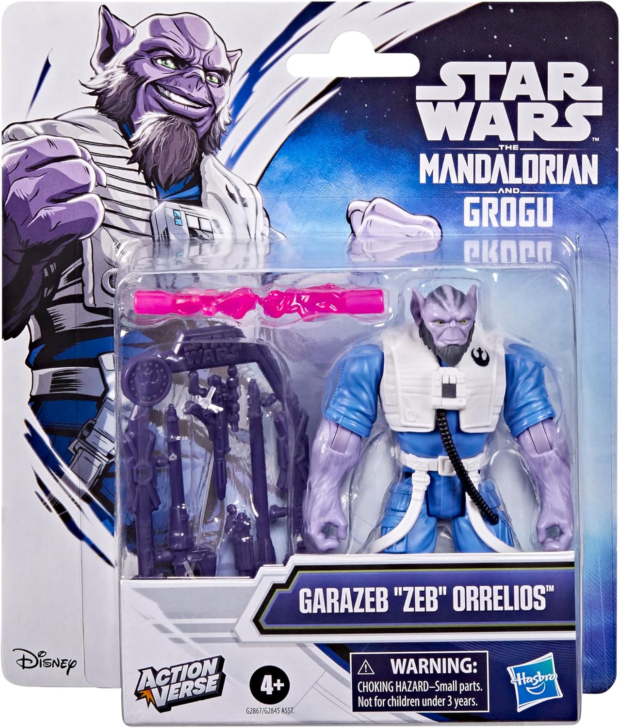 Star Wars ActionVerse Zeb Orrelios 11-cm Action Figure & Accessories, Reusable Accessory Storage Rack, Toys for Boys & Girls Ages 4+