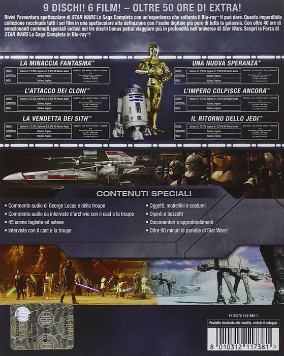 star wars - la saga completa (9 blu-ray) box set BluRay Italian Import
