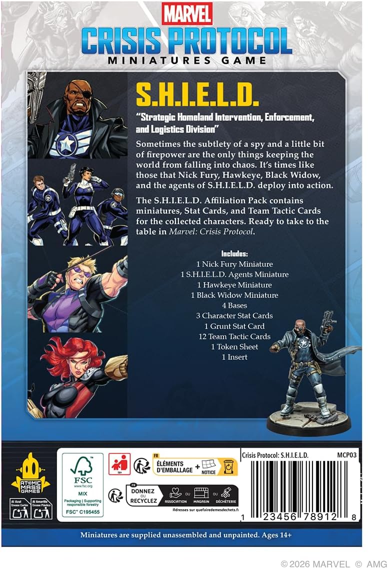 Asmodee | Marvel: Crisis Protocol - S.H.I.E.L.D Affiliation Pack | Miniatures Game | Ages 14+ | 2 Players | 90 Minutes Playing Time