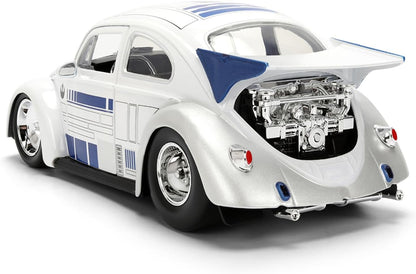 Jada Toys Star Wars Auto R2-D2 VW Drag Beetle (Ca. 19 cm) – Modellauto aus Metall im Maßstab 1:24 mit Die-Cast Figur, für Sammler & Kinder ab 8 Jahren, offiziell lizenziert