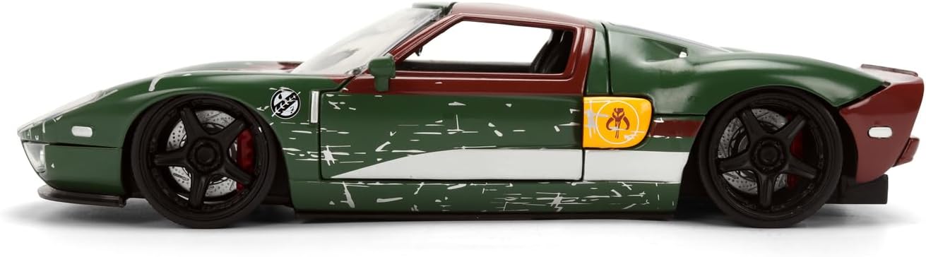 Jada Toys Star Wars Car Boba Fett - 2005 Ford GT (approx. 19 cm) Model Car 1:24 Metal with Figure, Bonnet, Doors & Boot for Opening, Die Cast, for Children and Collectors from 8 Years