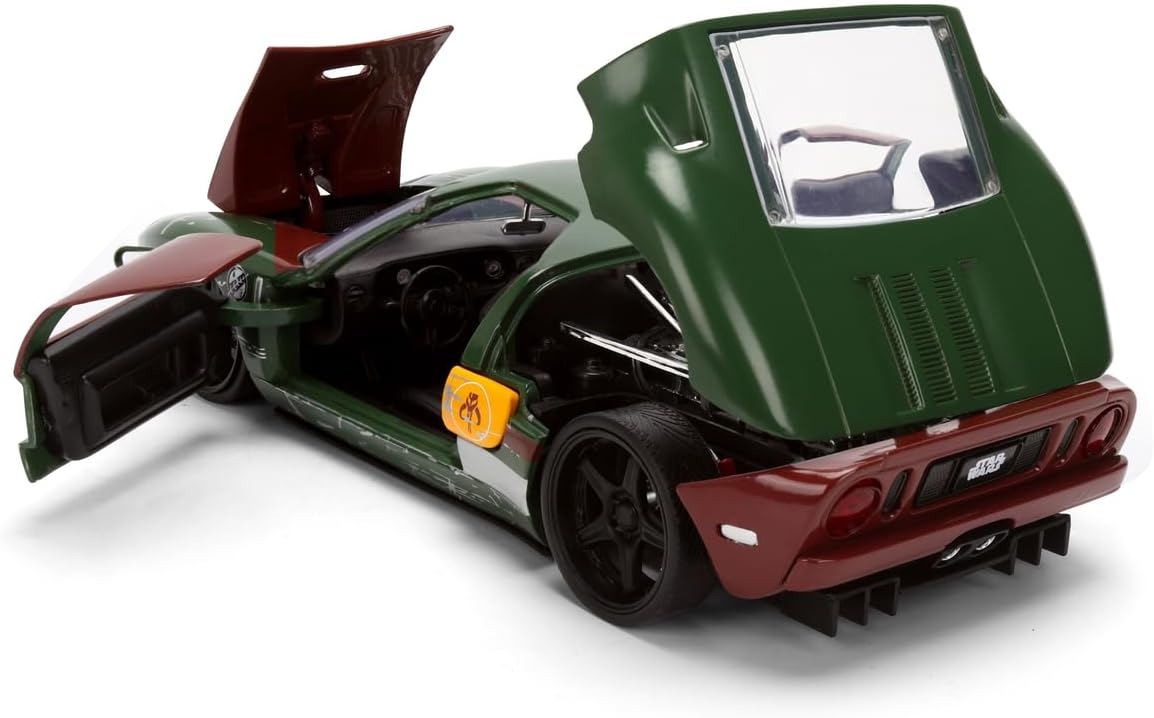 Jada Toys Star Wars Car Boba Fett - 2005 Ford GT (approx. 19 cm) Model Car 1:24 Metal with Figure, Bonnet, Doors & Boot for Opening, Die Cast, for Children and Collectors from 8 Years