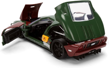 Jada Toys Star Wars Car Boba Fett - 2005 Ford GT (approx. 19 cm) Model Car 1:24 Metal with Figure, Bonnet, Doors & Boot for Opening, Die Cast, for Children and Collectors from 8 Years